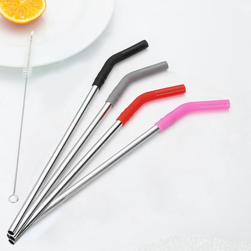 Mixing Cup Silicone - 4 Pajitas Largas de Metal con