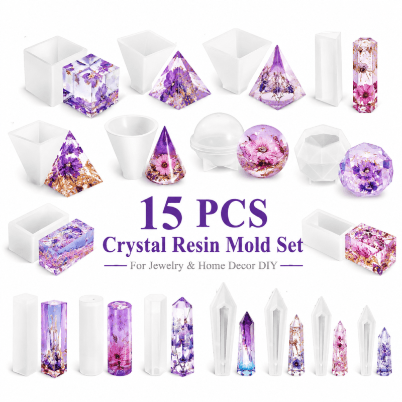 Resin Jewelry Kit - Juego de 15 moldes de silicona